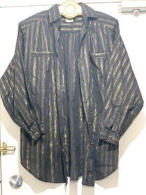 VINTAGE COTTON PICKERS COTTON METALLIC STRIPED BUTTON DOWN SHIRTS SIZE M